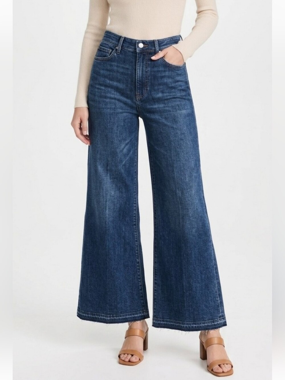 FRAME Le Palazzo Crop Released Hem Wide Leg Jeans Napoli 27